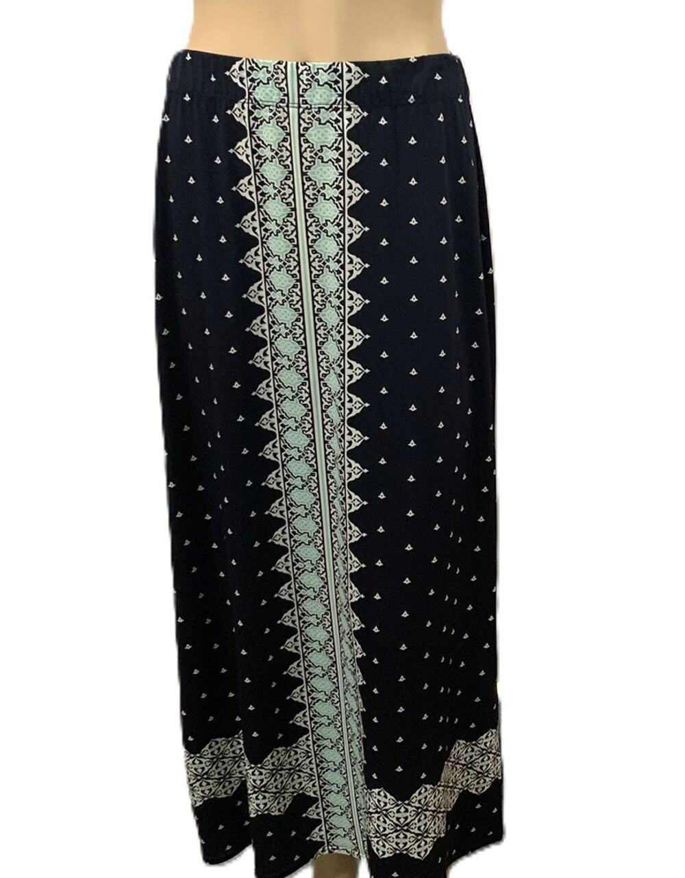 Max Studio Long Maxi Skirt Black White Elastic Waist NEW w/ Tag
